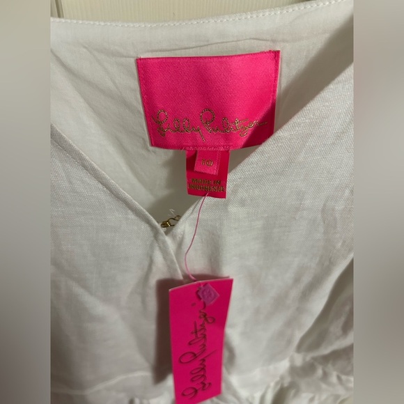 Lilly Pulitzer Iralee Short Sleeve White Wrap Linen Fit & Flare Dress Sz 10 NWT - Picture 4 of 7